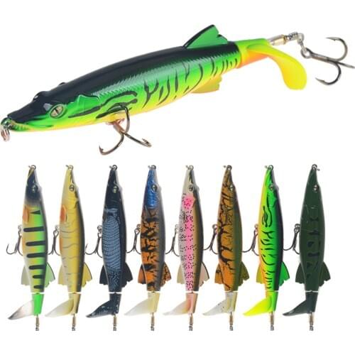 13cm 16g With Propeller Topwater Fishing Lure Artificial Bait Hard Plopper Soft Rotating Tail Fishing Tackle Geer