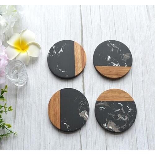 2pcs/pack Cup coaster marble pad stone slice coaster nero black marble pad jewelry show pad storage board