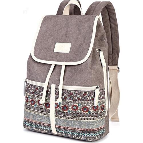 2019 Female Vintage Ethnic Canvas Backpack Bohemian style Travel Backpack Women Fabric Schoolbag Rucksack Mochila For Teenagers