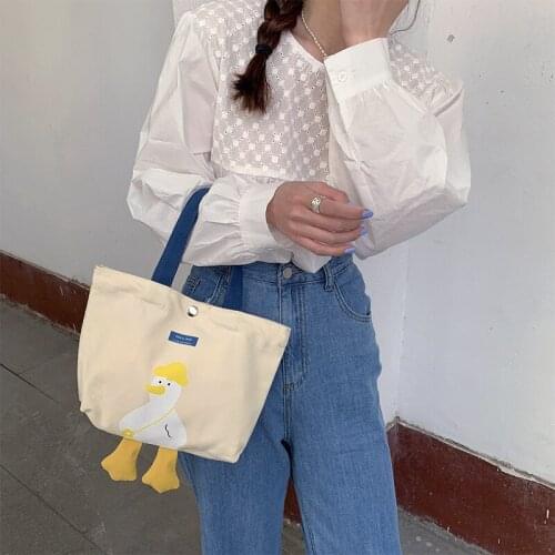 2021 Womens Shopper Bag Mini Tote Bag Luxury Designer Handbags High Quality Fashion Cute Cartoon Little Yellow Duck Canvas Bags