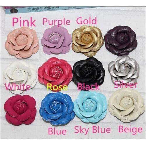 5pcs per lot Cell Phone Case DIY PU Leather Camellia Flower pendant Decoration Charms 6cm