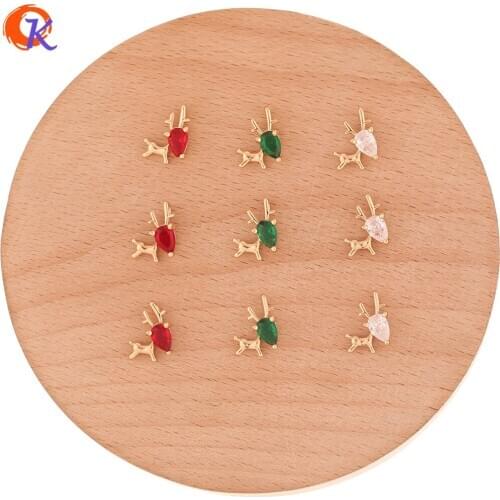 Cordial Design 50Pcs 9*12MM Jewelry Accessories/Earrings Connectors/DIY Making/Deer Shape/Hand Made/CZ Charms/Earring Findings