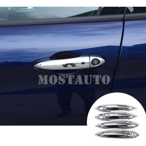 For Alfa Romeo Giulia Shiny Silver Door Handle Cover With Smart Keyhole 2017-2019 8pcs Car Accessories Interior Car Decor