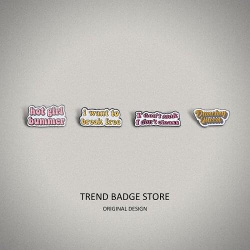 Alphabet Alloy Brooch Ins Personality Hot Gril Bummer Pink Letter Badge Pins Metal For Backpack Brooches For Womens Clothing