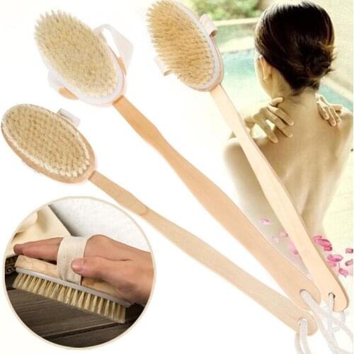 Wooden Long-handled Bath Brush Massage Bath Brush Boar Bristle Bristles Brush And Brush Soft Back Rubbing Bathing Artifact Z8O9