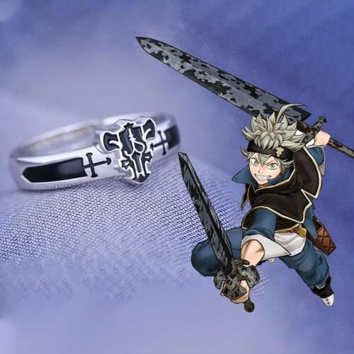 Japanese Anime Black Clover Asta Adjustable 925 Sterling Silver Ring For Men Women Finger Rings Cosplay Jewelry Birthday Gifts