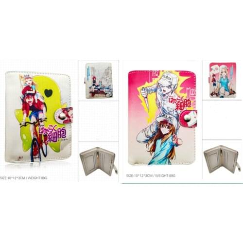 Anime Cells at Work Black Logo wallet Money Cards Buckle Purse Boys Girls New Boutique Short Wallet