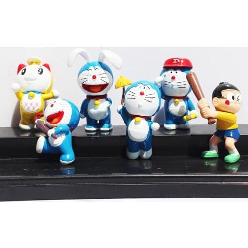 Cute 6pcs/set Cartoon Anime Doraemon PVC Figure Model Toys Great Gift for Christmas