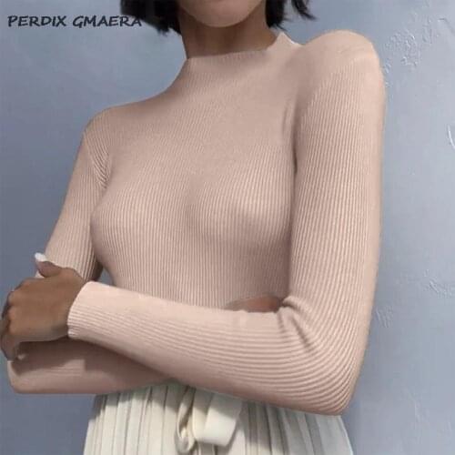 2021 Autumn Winter Womens Basic Turtleneck Knitting Bottoming Warm Sweaters Ladies Pullovers Casual Party Solid Minimalist Tops