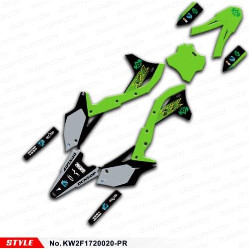 Aftermarket Motocross Stickers Backed 3M Vinyl Dirt Bike Decals for KXF 250 2017 2018 2019 2020, Style No.KW2F1720020-PR