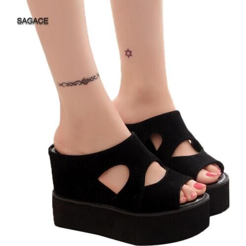 SAGACE Summer Women Shoes Wedges Casual Slippers Thick Bottom Female Fish Mouth Female Sandalias Mujer 2020 Ladies Beach Sandals