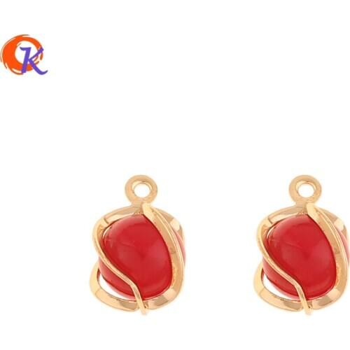 Cordial Design 50Pcs 9*13MM Jewelry Accessories/Hand Made/Red Pendant/Genuine Gold Plating/DIY Making/Charms/Earring Findings