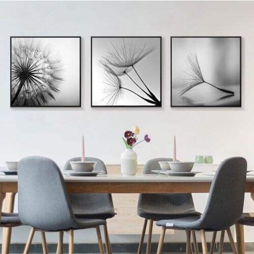 Nordic Plant Dandelion Poster Gray Posters Wall Art Picture Canvas Posters Wall Paintings Black And White Abstract Wall Art