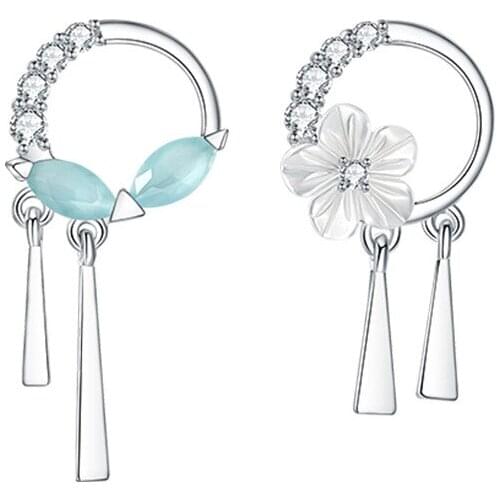 925 Sterling Silver Pin Chang'an Simple Chinese Ancient Style Round Face Student Fashion Versatile Ear Jewelry