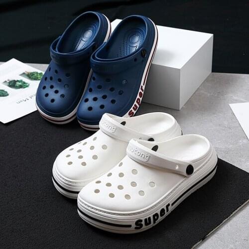 Summer Mens Slippers Home Rubber Alphabet Printing Clogs Shoes Non-Slip Soft Women Slippers Indoor Couples Male Garden Shoes