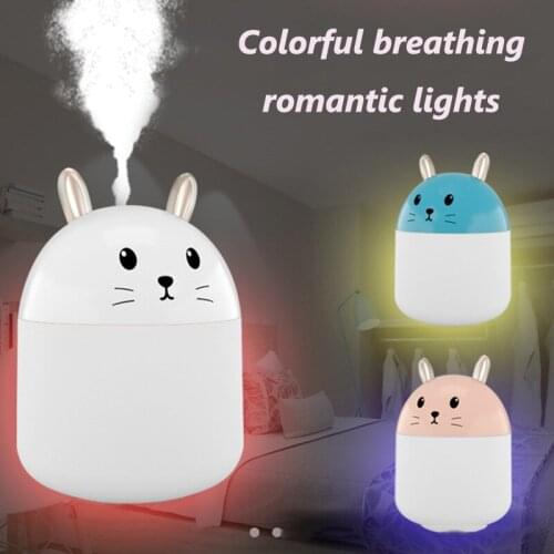 250ml Ultrasonic Usb Air Humidifier Cute Pet Rabbit Cool Mist Aroma Air Fogger With Led Lamp Home Car Humidificador Household