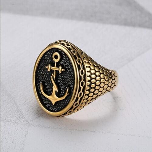 Vintage Viking Anchor Rings for Motorcycle Party Biker Finger Ring Nordic Pirate Cool Mens Rings Punk Style Unisex Jewelry