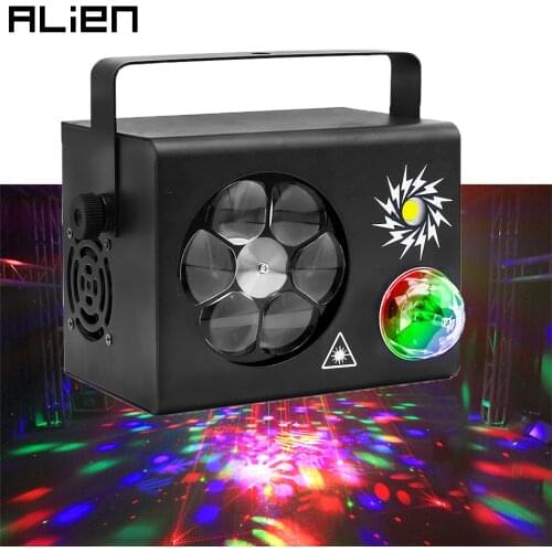 ALIEN 4IN1 RGB LED Gobo Magic Ball Strobe 16 Red Green Laser Patterns Projector DMX Stage Lighting Effect Disco DJ Party Lights