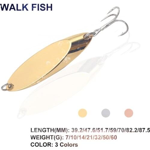 WALK FISH Metal Long Throw Spoon Fishing Baits 7g/10g/14g/21g/32g/50g/60g Zinc alloy Bevel Sequins Strengthen Hooks Fishing Tool