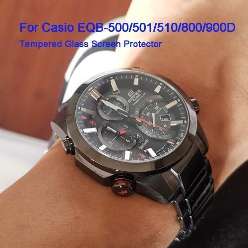 Tempered Glass Screen Protector For Casio EQB-500/501/510/800/900D Watch Explosion-proof 2.5D 9H Clear Film Scratch Resistant