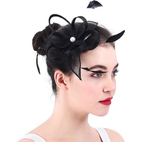 Sinamay Wedding Hair Fascinator Hat Hair Pin Bride Elegant Fashion Headwear Women Fashion Chic Hair Accessories Fancy Feather