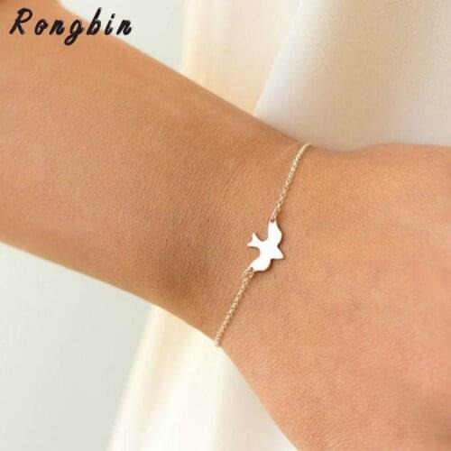 New Simple pigeon Gold Silver color Chain women Bracelet Bracciali Pulseiras feminina Femme Bijoux pulseras mujer charm Jewelry