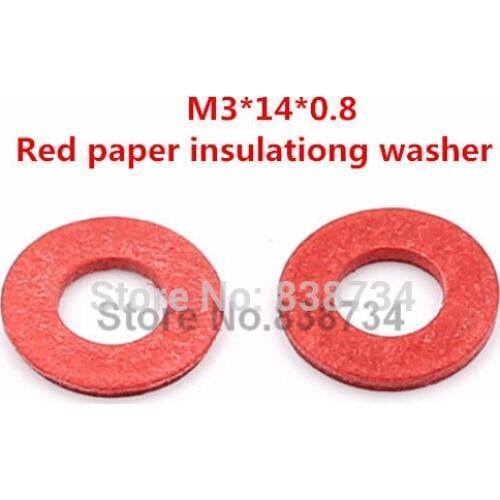 1000pcs m3*14*0.8 flat red paper insulating washer for computer accessories