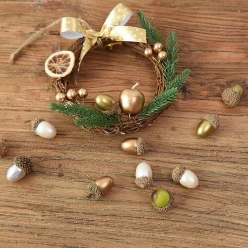 20Pcs/lot 3cmMini Realistic Artificial Acorn Oak Nut Simulation Pine Cones Fake Fruit Ornament Christmas Home Decor Xmas Bauble