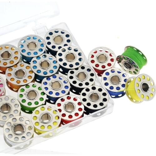 20Pcs Metal Sewing Machine Bobbins Spools With Colored Sewing Thread Plastic Storage Box For Home Sewing Accessories Tools