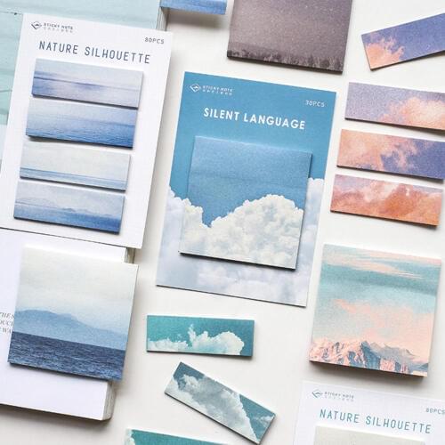 30/80 Sheets Nature Silhouette Memo Pad N Times Sticky Notes School Supply Bookmark Label Memo Stationery