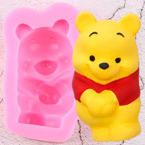 3D Disney Cartoon Winnie Pooh Bear Soap Silicone Resin Mold Chocolate Fondant Cake Decorating Aromatherapy Candle Plaster Mould