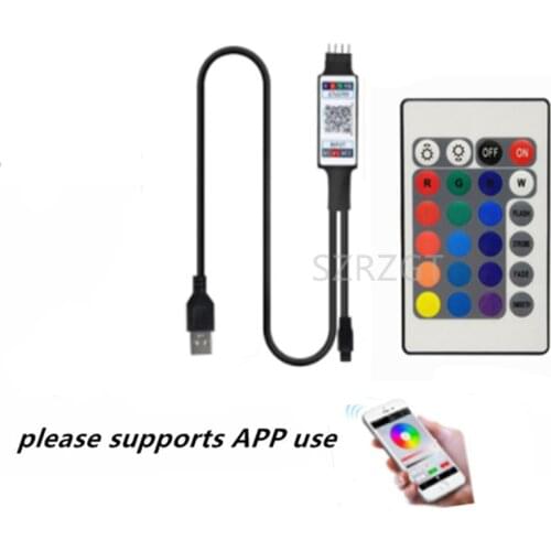 5V USB RGB Bluetooth-compatible controller 4 pin LED Controller With 24-button IR remote control For 2835 5050 RGB LED strip