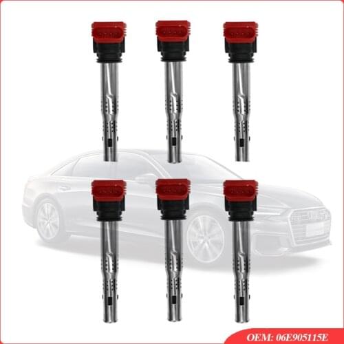 6Pcs Ignition Coil 06E905115E 07K905715F For Audi A4 A5 A6 A7 A8 Q5 Q7 R8 Quattro For VW Touareg 2.4 2.7 2.8 3.0 3.2 TDI TFSI V6