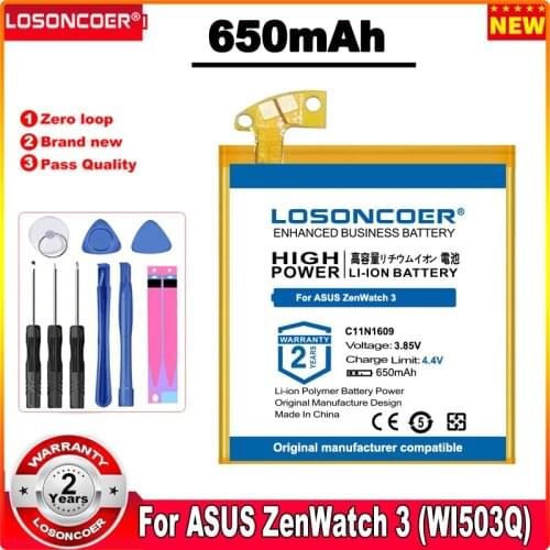 LOSONCOER 500mAh C11N1609 Battery For ASUS ZenWatch 3 (WI503Q) Smart Watch Batteries