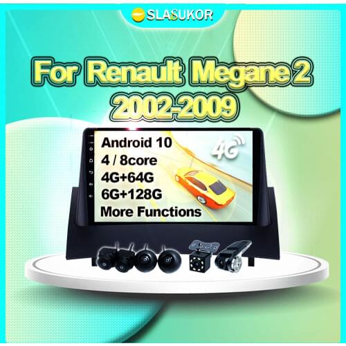 6G+128G For Renault Megane 2 2002-2009 Android 10 Auto Multimedia Video Car Radio Navigation GPS 4G Canbus Carplay DVD No 2din