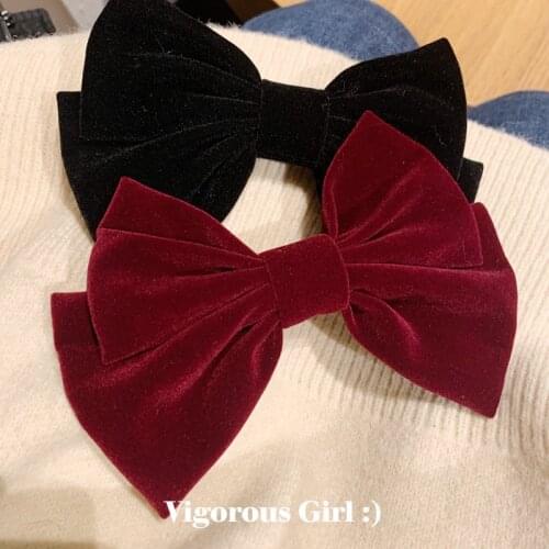 2020 Velvet Bowsknot Vintage Hair Clip For Women Girls Elastic Hairpins Solid Color New Fashion Hair Clip Hair Accessories
