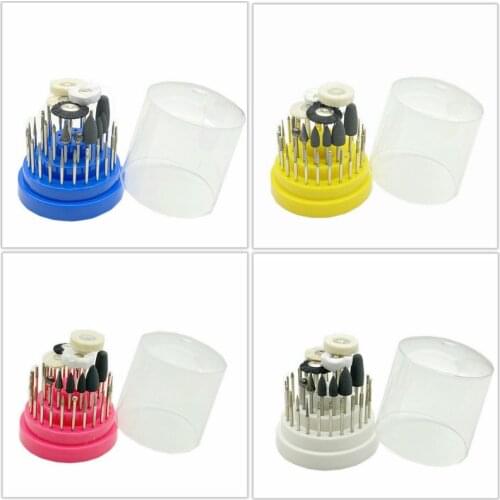 41Pcs Dental Silicone Rubber Rotary Tungsten Steel Polishing Burs Drill 2.35mm Shank Nail Drill Bit Cutter Set Rotary Tool Set
