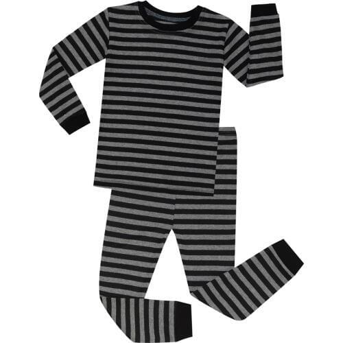 Cotton Baby Nightwear Children Gray and Black Stripes Pajama Sets Kids Pijamas for 1-8 Years Pijamas Infantil Boys Sleepwear