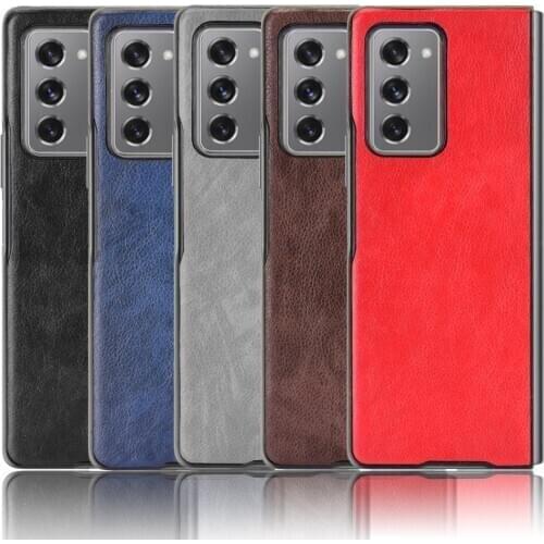For Samsung Galaxy Z Fold 2 Case Pattern Litchi Skin PU Leather and PC Book Cover For Samsung W20 5G W2020 F9000 Phone Case