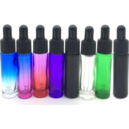 15pcs 10ml Gradient Colorful Glass Pipette Bottle Perfume Bottles Thick Solid Color Glass Dropper Tubes Essential Oil Vial