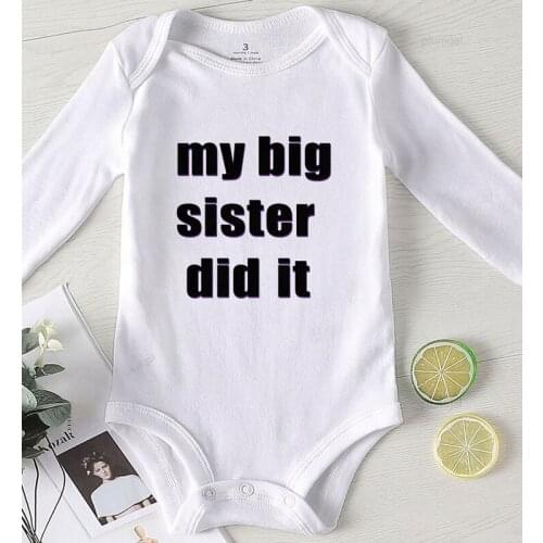 Printing Big Sister Baby Boy Rompers Infant Girl Outfits Jumpsuit for Newborns Girls Toddler Boy Fall Clothes Cotton