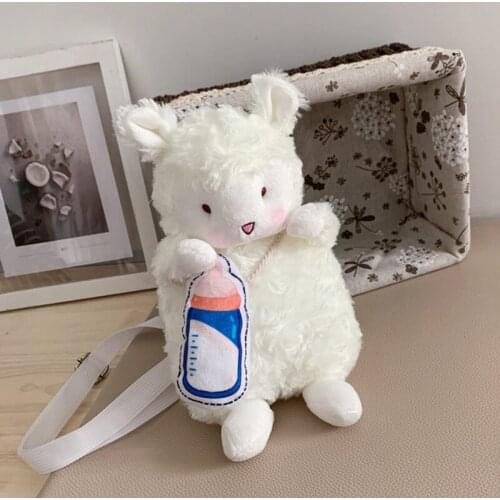 Small wool velvet women shoulder bag cartoon doll messenger bag Japanese cute girl shoulder phone bag