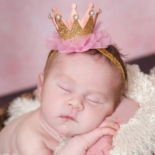 Cute Baby Girls Crown Princess Hair Clip Lace Pearl Shiny Star Headband Hairpins Children Hair Accessories Styling Tools