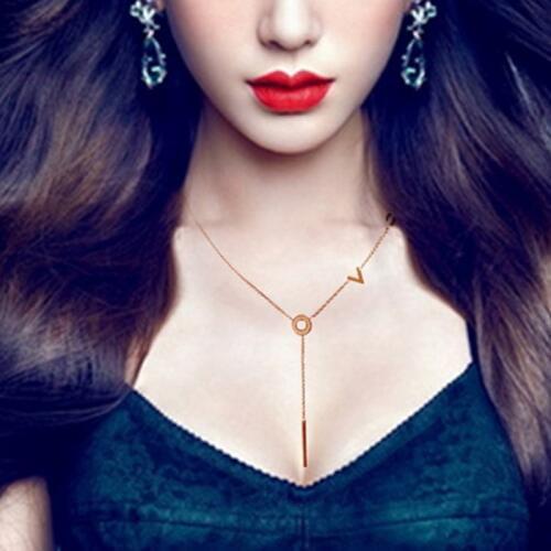YUN RUO Fashion Brand Woman Jewelry Rose Gold Color Micro Zircon LOVE Pendant Necklace 316 L Stainless Steel Bijoux Femme Gift