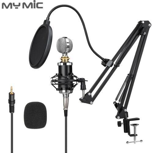 My Mic Q5000X Condenser Recording Microphone Studio With Adjustable Arm Stand For Computer Gaming Live Steaming