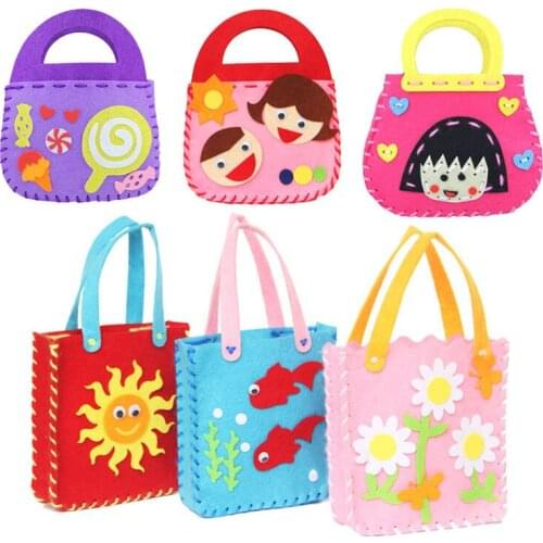 Cartoon Non-Woven Fabric DIY Handbag Children Education Craft Toy Mini Bag Cloth Colorful Handmade Bag Animal Children Handbags