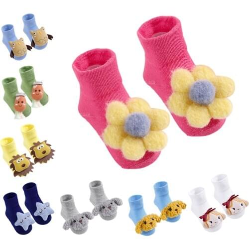 2 Pairs/lot Newborn Baby Socks Infant Cotton Socks Baby Girls Lovely Non-Slip Short Socks Clothes Accessories For 0-12 Month