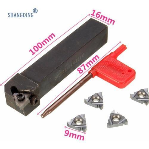 New 4Pcs/Set 16 ER AG60 Inserts With SER1616H16 16x100mm Threading Turning Tool Holder For Semi-finishing/Finishing