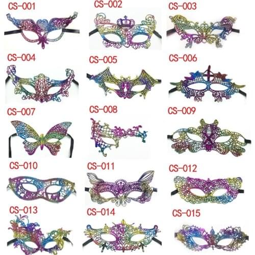 New Halloween Colorful Hot Gold Lace Eye Mask Sexy Masquerade Party Unshaped Mask Jewelry Festival Decoration Supplies