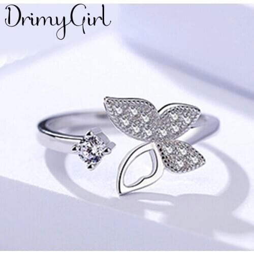 New Boho Zircon Crystal Butterfly Rings For Women Men Charm Male Retro Gothic Jewelry Drop Shipping 2021